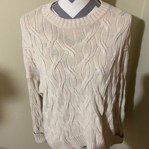 Prologue cream cotton cable knit sweater